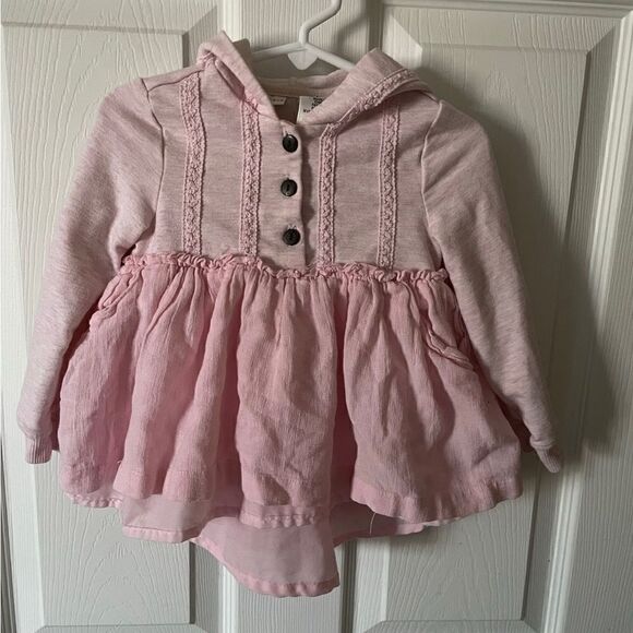 Max Studio Pink Hi Low Hooded Dress Size 24 Months - Picture 1 of 3